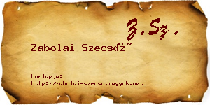 Zabolai Szecső névjegykártya